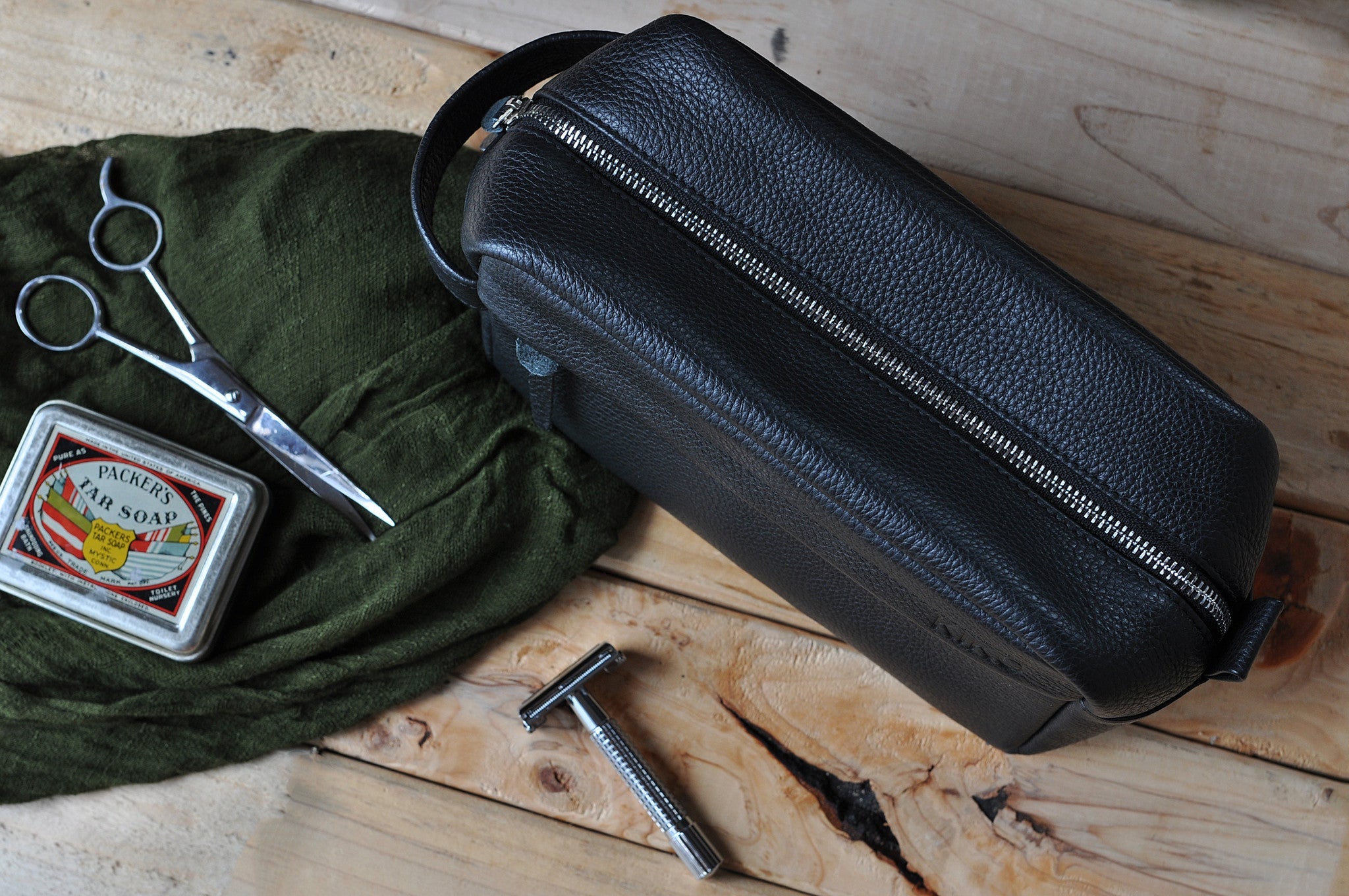 Premium Leather Travel Kit Dopp Shaving Bag Spacious Toiletry Organizer-1