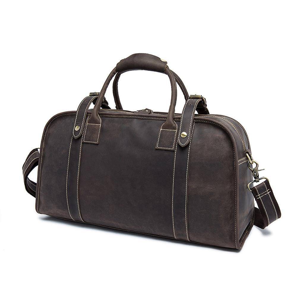 Rossie Viren Men's Large Capacity Leather Travel Duffle Bag-1