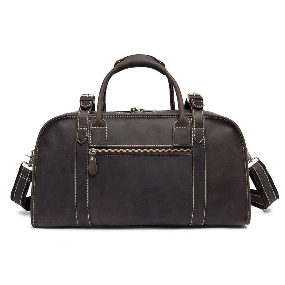 Rossie Viren Men's Large Capacity Leather Travel Duffle Bag-3