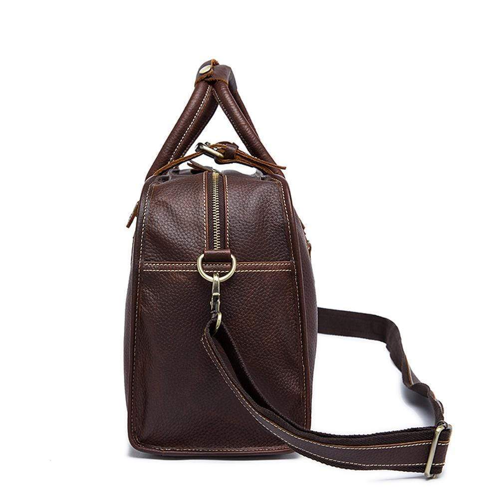 Rossie Viren Men's Large Capacity Leather Travel Duffle Bag-4