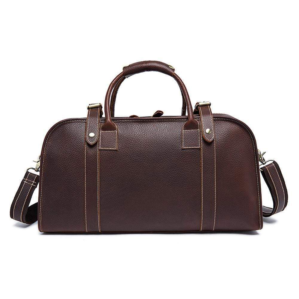 Rossie Viren Men's Large Capacity Leather Travel Duffle Bag-2