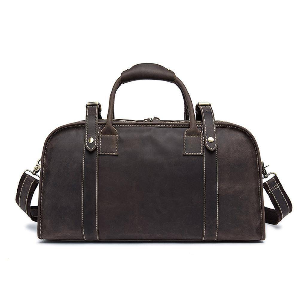 Rossie Viren Men's Large Capacity Leather Travel Duffle Bag-0